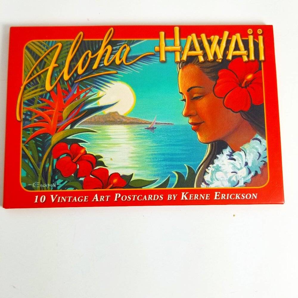 ❣NIB 10 postcards of Best Selling Vintage Art Aloha Hawaii by Kerne Erickson Art